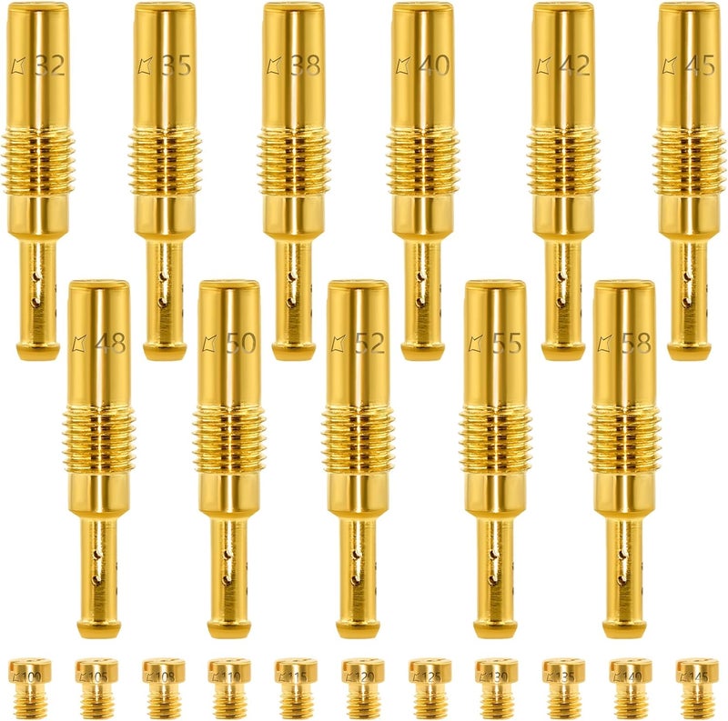 FOJOO 22 Pcs Carburetor Jet Kit — 11 Main & 11 Pilot Jets for PE PWK PZ CG PHBG Carbs, Compatible with Nibbi Honda Keihin Yamaha OKO CVK PWM - Image 1